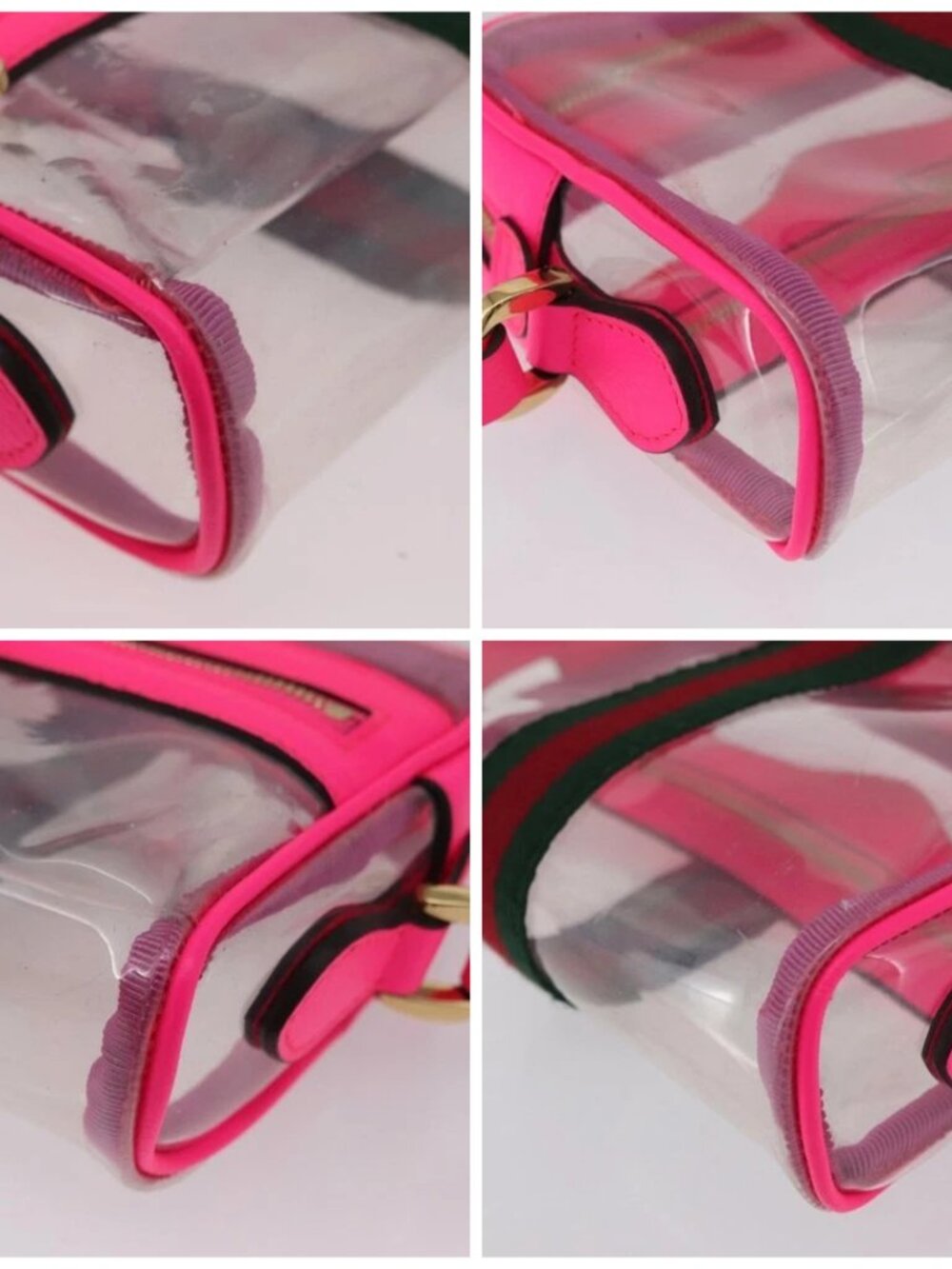 GUCCI Web Sherry Line Shoulder Bag Vinyl Clear Pink 517350 Auth YKZ583A - Picture 16 of 16